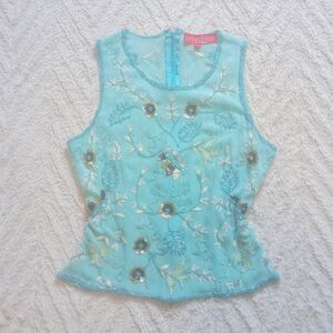 Y2K Aftershock Beaded Sequin Floral Mermaid Top